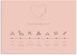 Klick: Details zu Tagesablauf Leinwand Hochzeit "Lebenstraum" anzeigen Tagesablauf Leinwand Hochzeit Lebenstraum 70 x 50 cm Leinwand rosa