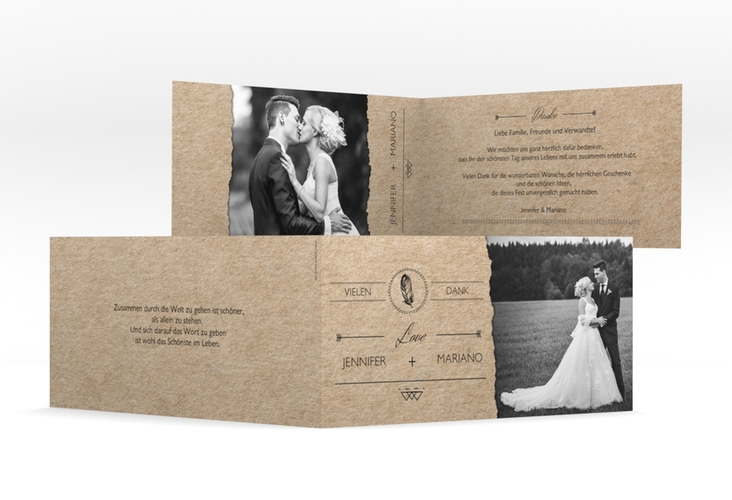 Danksagungskarte Hochzeit Colorado lange Klappkarte quer Kraftpapier