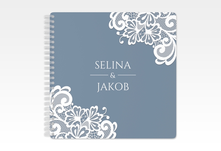 Trautagebuch Hochzeit Vintage Trautagebuch Hochzeit blau mit floraler Spitze