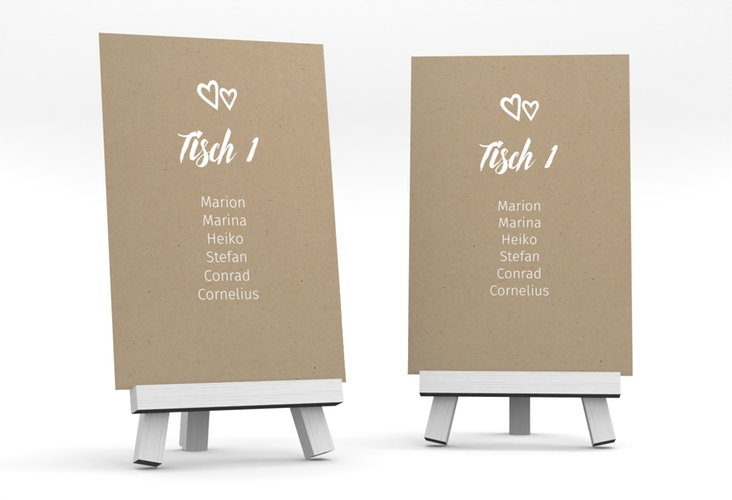 Tischaufsteller Hochzeit Icons Tischaufsteller Kraftpapier hochglanz