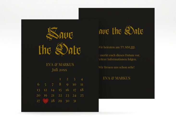 Save the Date-Kalenderblatt Wednesday Kalenderblatt-Karte schwarz hochglanz