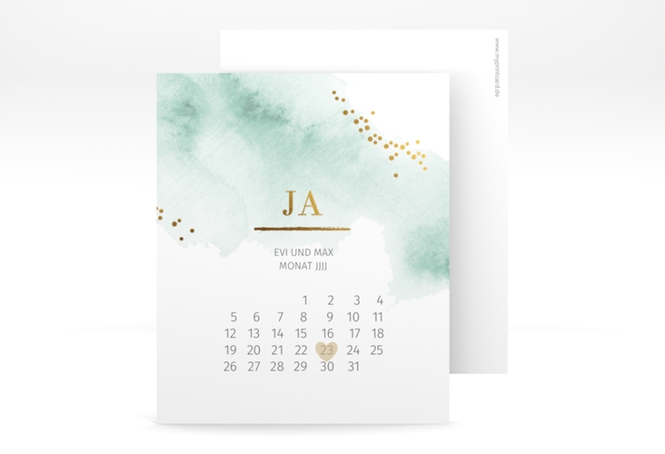 Save the Date-Kalenderblatt Pastell Kalenderblatt-Karte mint