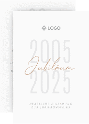 Party Einladungskarte Jubilee A6 Karte hoch weiss elegant für jedes Jubiläum