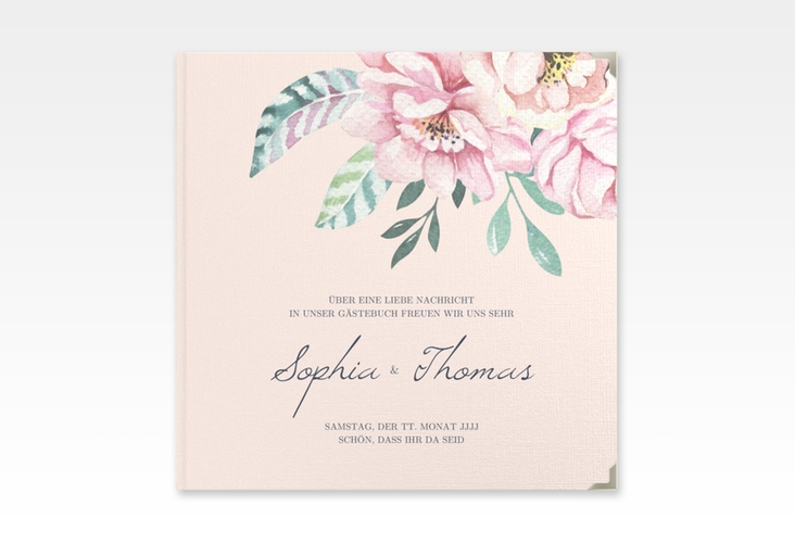Gästebuch Selection Hochzeit Blooming Leinen-Hardcover rosa
