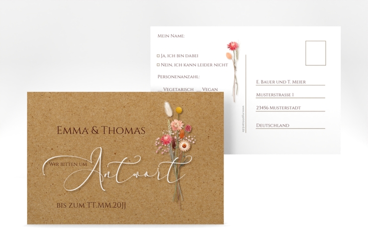 Antwortkarte Hochzeit Flowerbunch A6 Postkarte