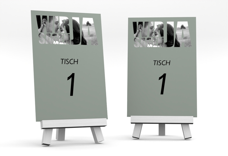 Tischnummer Hochzeit Letters Tischaufsteller gruen