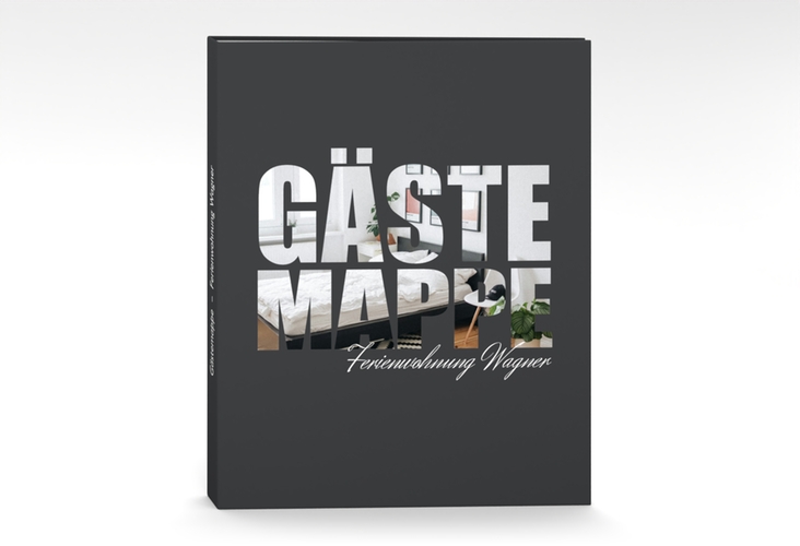 Gästemappe Ferienwohnung A4 Apartment Gästemappe A4 grau in modernem Typografie-Design