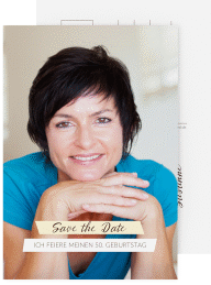 Save the Date-Postkarte Geburtstag Happy A6 Postkarte beige