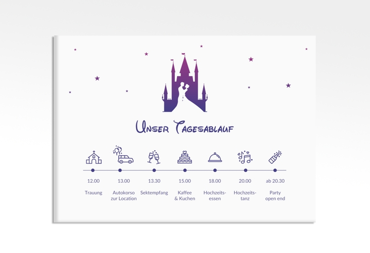 Tagesablauf Leinwand Hochzeit Castle 70 x 50 cm Leinwand lila