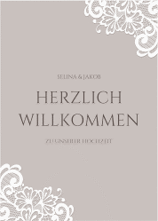 Klick: Details zu Willkommensschild Poster "Vintage" anzeigen Willkommensschild Poster Vintage 50 x 70 cm Poster grau mit floraler Spitze