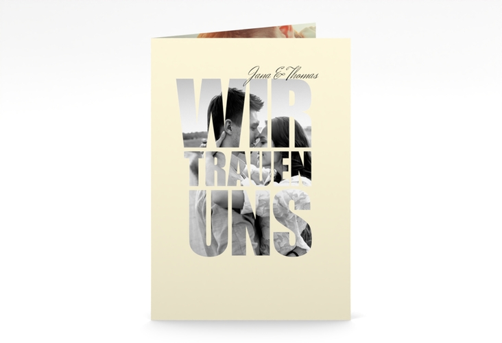 Kirchenheft Hochzeit Letters A5 Klappkarte hoch beige