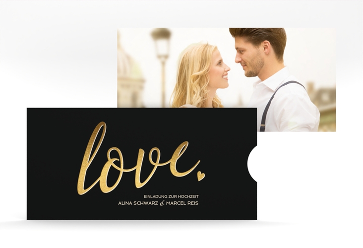 Hochzeitseinladung Glam Einsteckkarte schwarz