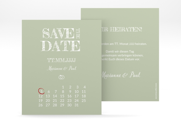 Save the Date-Kalenderblatt Rise Kalenderblatt-Karte gruen