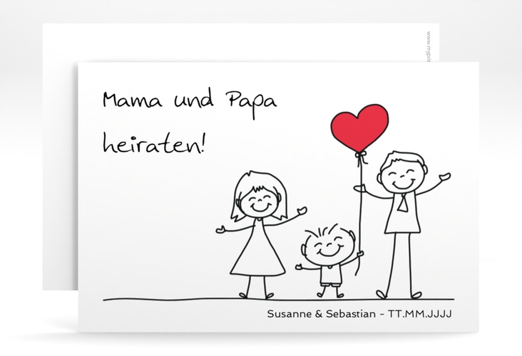 Save the Date-Karte Family A6 Karte quer weiss hochglanz