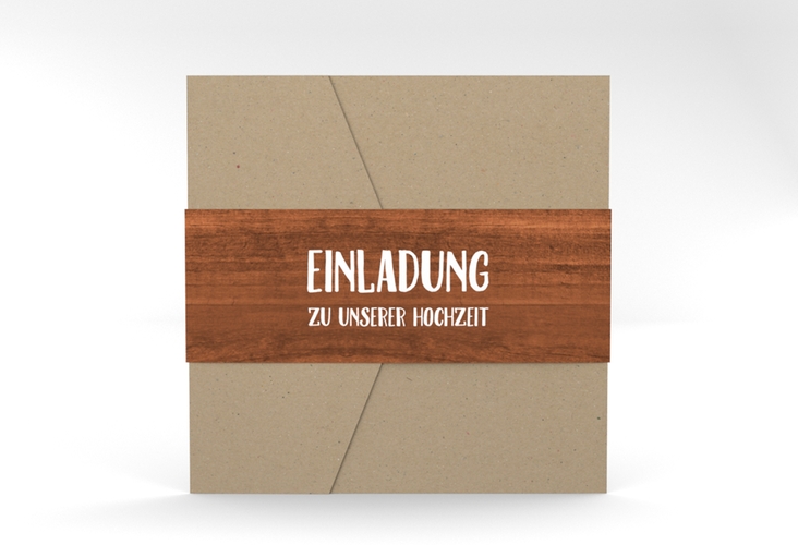 Hochzeitseinladung Landliebe Pocketfold braun