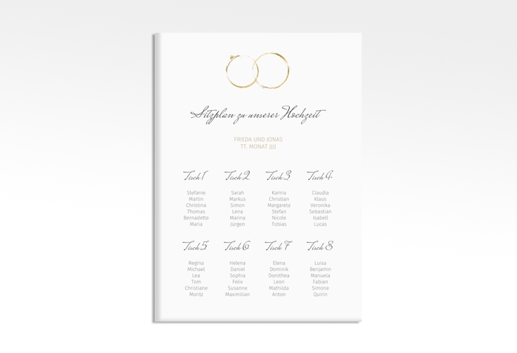 Sitzplan Leinwand Hochzeit Trauringe 50 x 70 cm Leinwand minimalistisch gestaltet mit zwei Eheringen