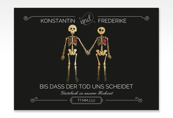 Gästebuch A4 quer Bones A4 quer, Hardcover schwarz
