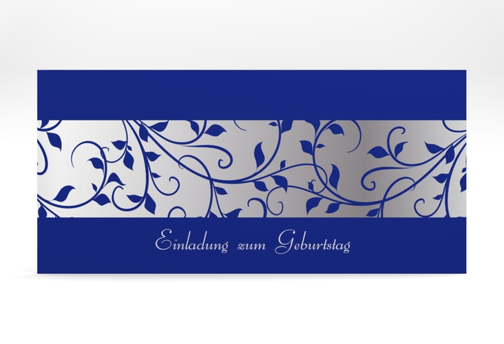 Einladung Geburtstag Hermann/Hermine lange Karte quer blau hochglanz