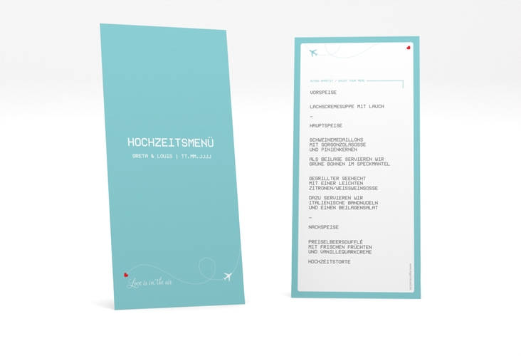 Menükarte Hochzeit Weddingpass lange Karte hoch