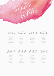Klick: Details zu Sitzplan Poster Hochzeit "Aquarella" anzeigen Sitzplan Poster Hochzeit Aquarella 50 x 70 cm Poster rot
