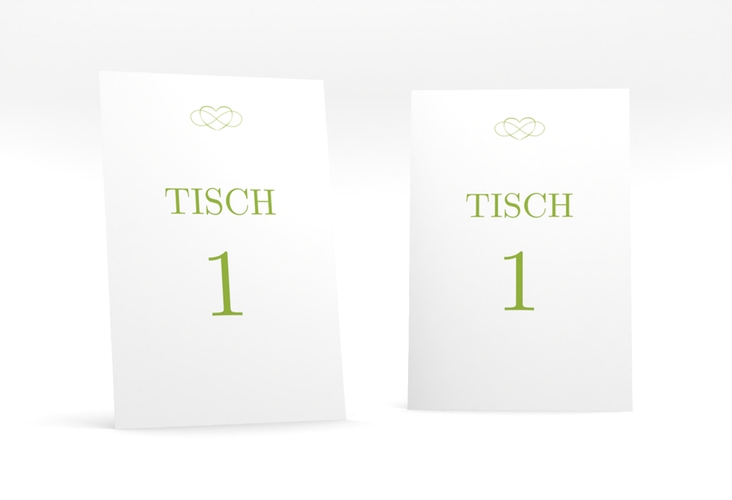 Tischnummer Hochzeit Infinity Tischaufsteller gruen