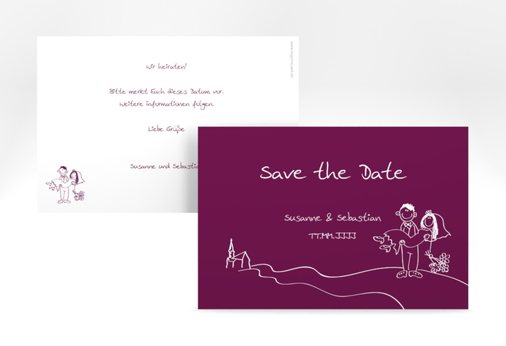 Save the Date-Karte Hochzeit Pisa A6 Karte quer pink hochglanz