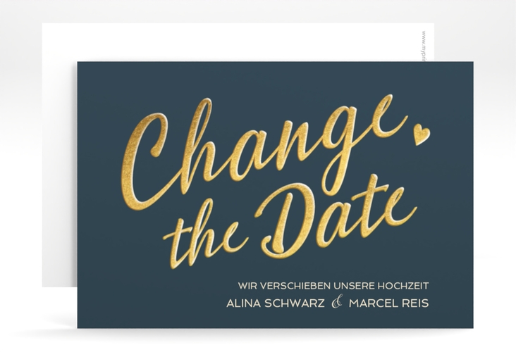 Change the Date-Karte Glam A6 Karte quer blau hochglanz