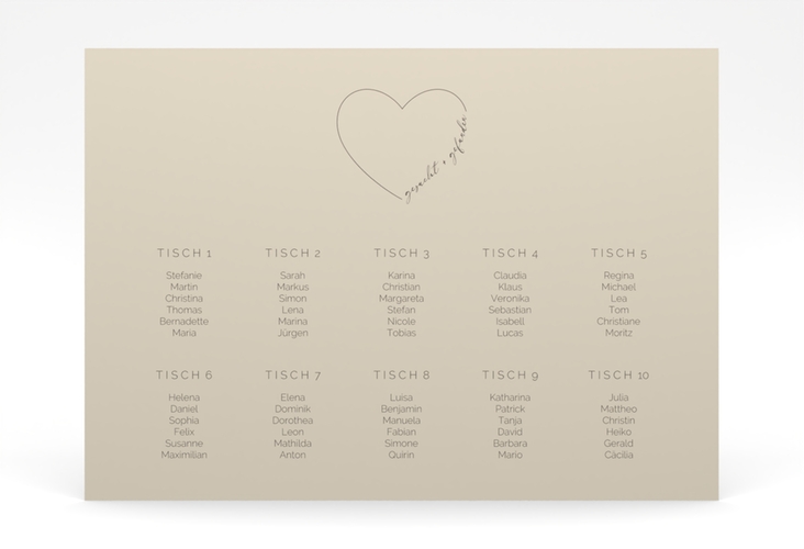 Sitzplan Poster Hochzeit Lebenstraum 70 x 50 cm Poster beige