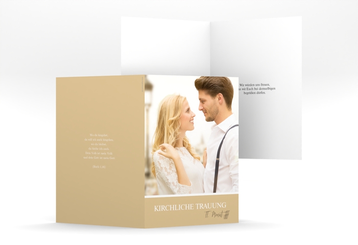 Kirchenheft Hochzeit Balance A5 Klappkarte hoch beige
