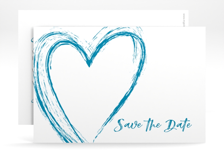 Save the Date-Karte Liebe A6 Karte quer tuerkis hochglanz