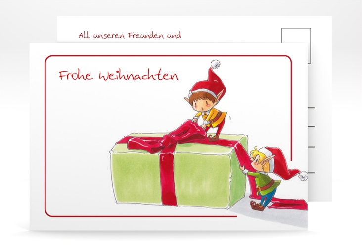 Weihnachtskarte Kobold A6 Postkarte mit Weihnachtselfen