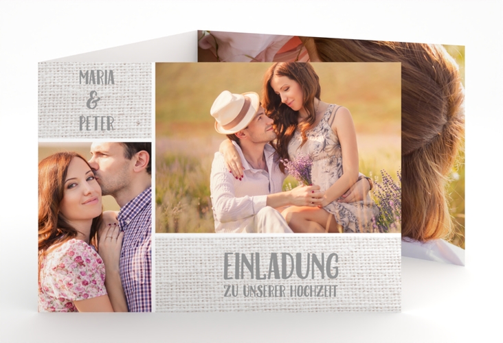 Hochzeitseinladung Landliebe A6 Doppel-Klappkarte weiss