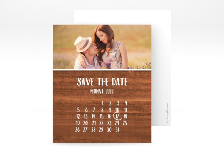 Save the Date-Kalenderblatt Landliebe Kalenderblatt-Karte braun