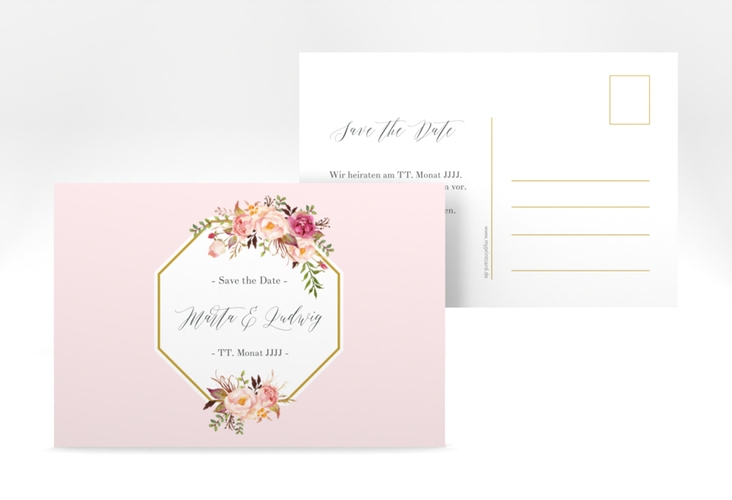 Save the Date-Postkarte Prachtvoll A6 Postkarte rosa
