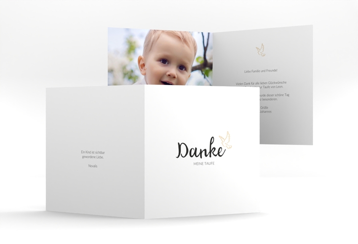 Danksagung Taufe Belief quadr. Klappkarte beige hochglanz