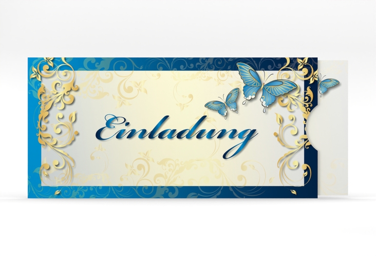 Hochzeitseinladung Toulouse Einsteckkarte blau