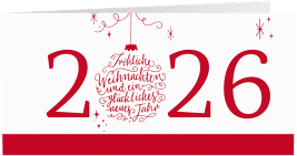 Geschäftliche Weihnachtskarte Typoart lange Klappkarte quer rot