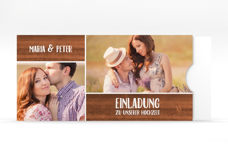 Hochzeitseinladung Landliebe Einsteckkarte braun