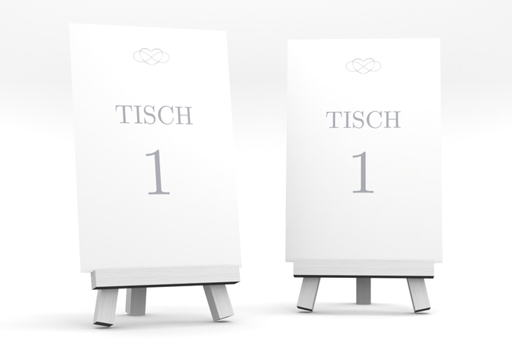 Tischnummer Hochzeit Infinity Tischaufsteller grau