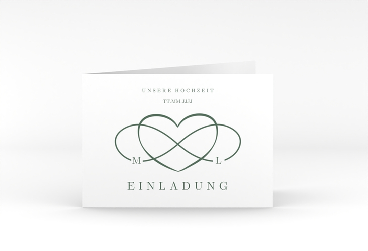 Hochzeitseinladung Infinity A6 Klappkarte quer gruen