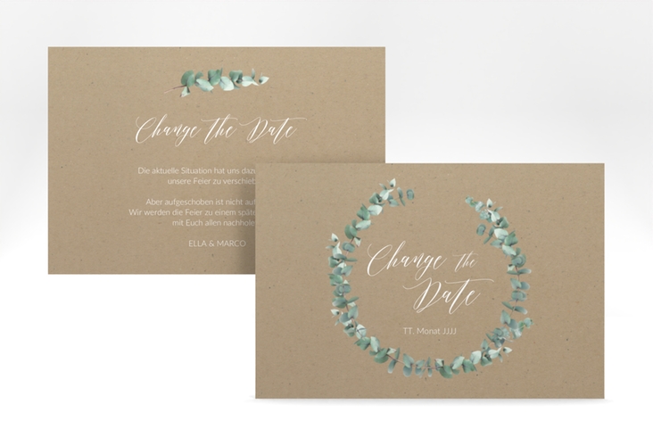 Change the Date-Karte Silverleaf A6 Karte quer Kraftpapier mit Eukalyptus-Zweig