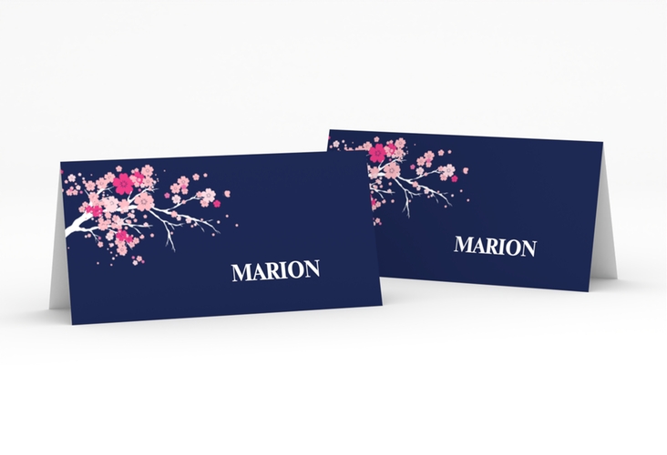 Tischkarte Hochzeit Sakura Tischkarten blau