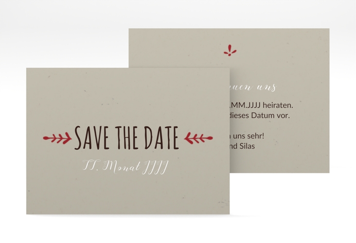 Save the Date-Visitenkarte Eden Visitenkarte quer rot hochglanz