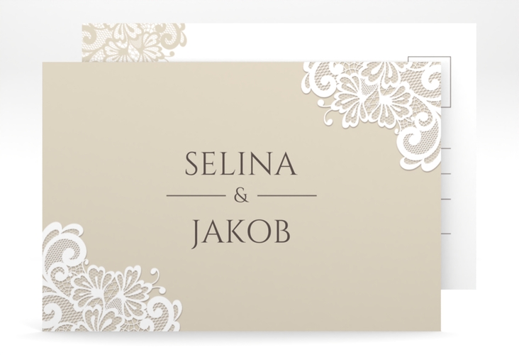 Save the Date-Postkarte Vintage A6 Postkarte mit floraler Spitze
