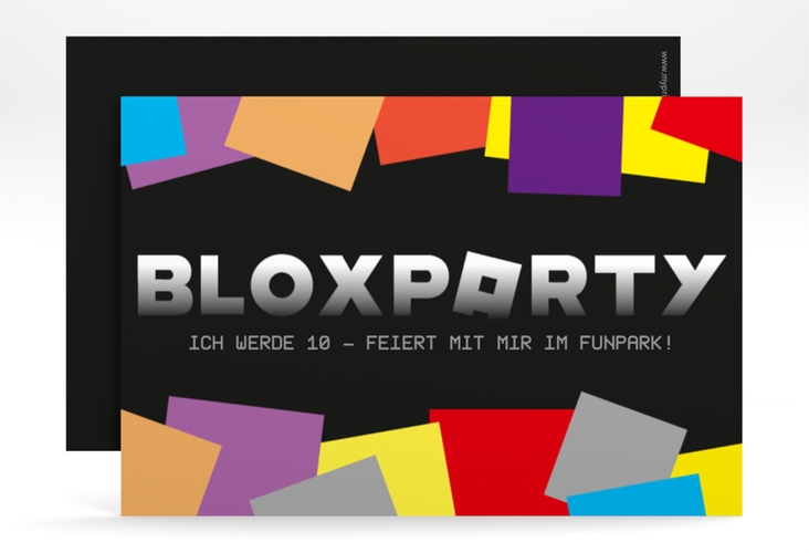 Einladungskarte Kindergeburtstag Blox A6 Karte quer für Gamer