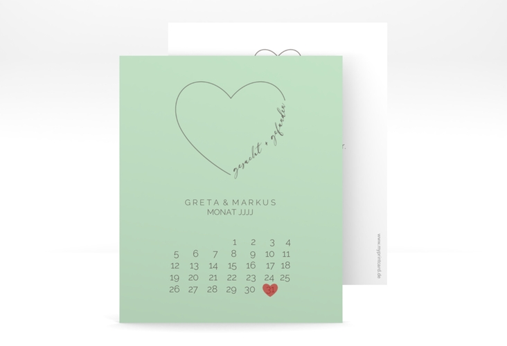Save the Date-Kalenderblatt Lebenstraum Kalenderblatt-Karte mint