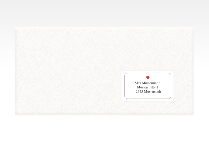 Empfängeretikett Hochzeit Kartenspiel 63,5 x 38,1 mm weiss im Herz-Ass-Design eines Kartenspiels