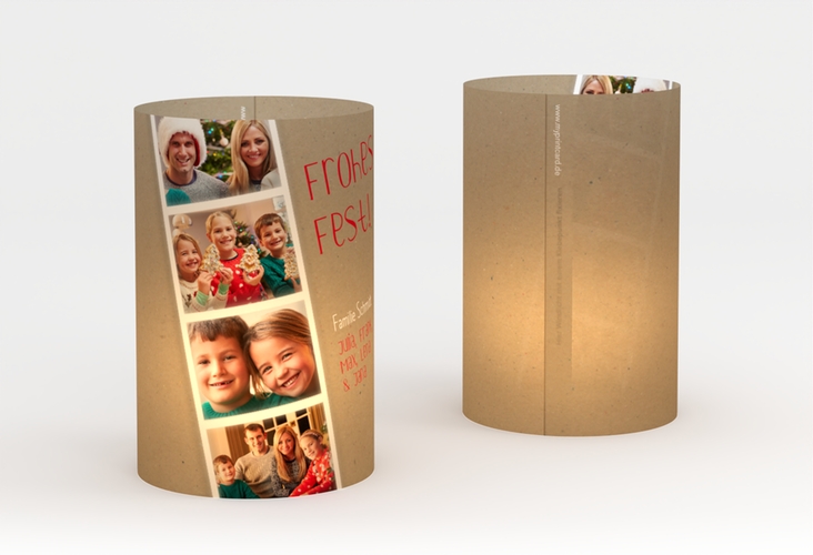 Windlicht Weihnachten Kostbarkeiten Windlicht Kraftpapier hochglanz modern mit Fotostreifen