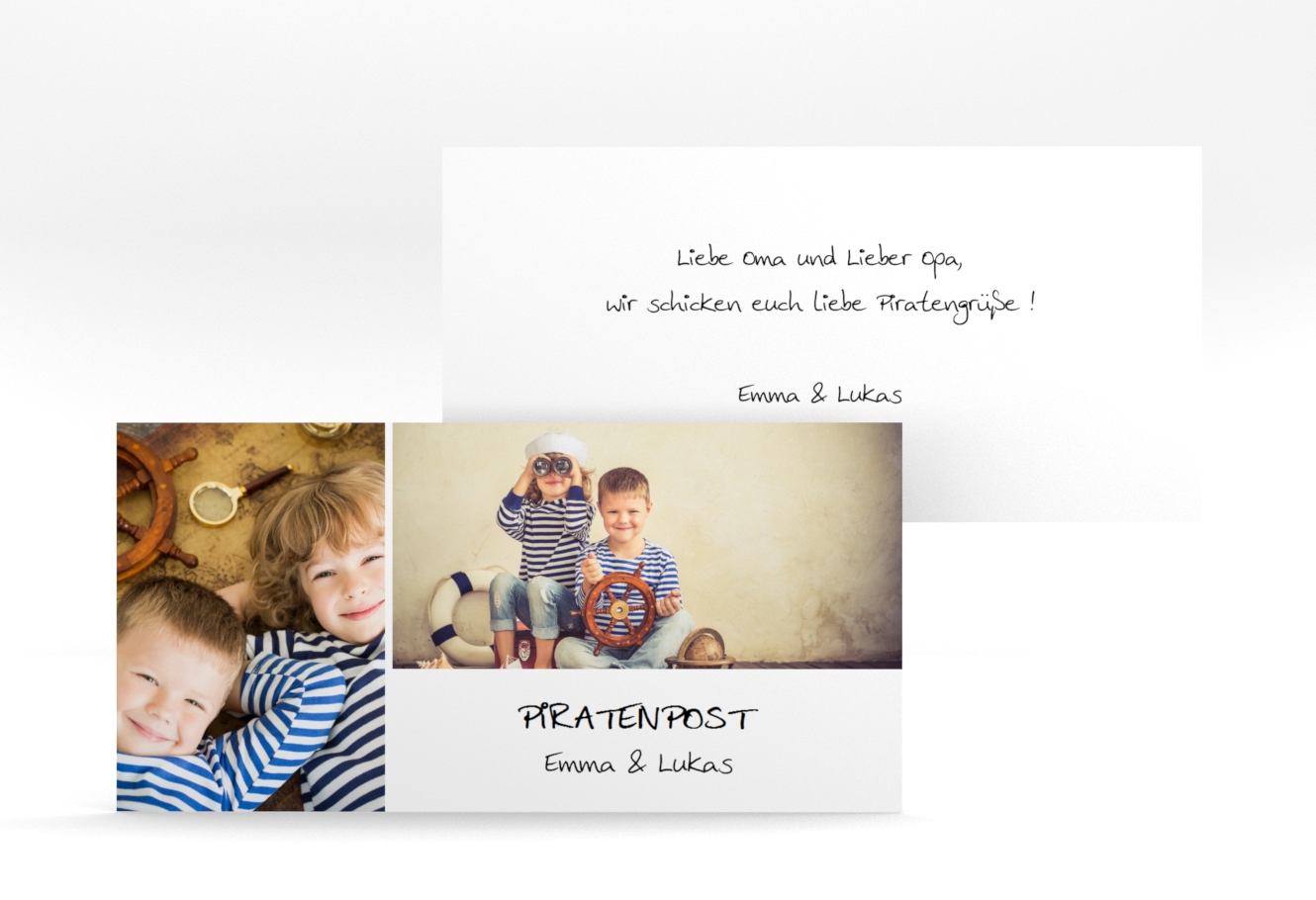DINlang Karte 2 Bilder, lange Karte quer