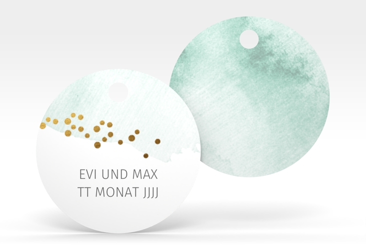 Geschenkanhänger Hochzeit Pastell Geschenkanhänger, rund mint hochglanz